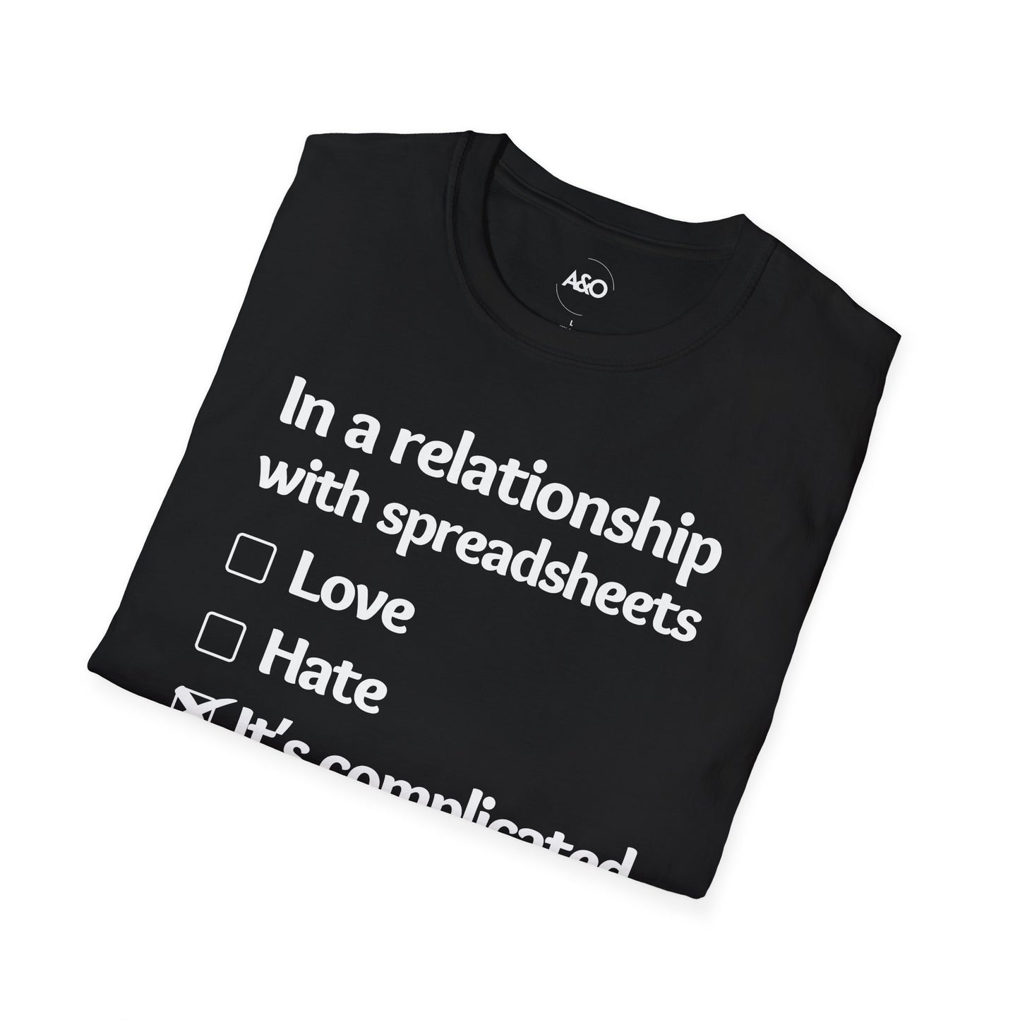 Complicated Relationship With Spreadsheets Tee for Women (Dark Fabrics)