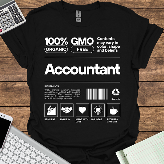 Accountant Organic GMO Free All Natural Ingredients (Dark Fabrics)