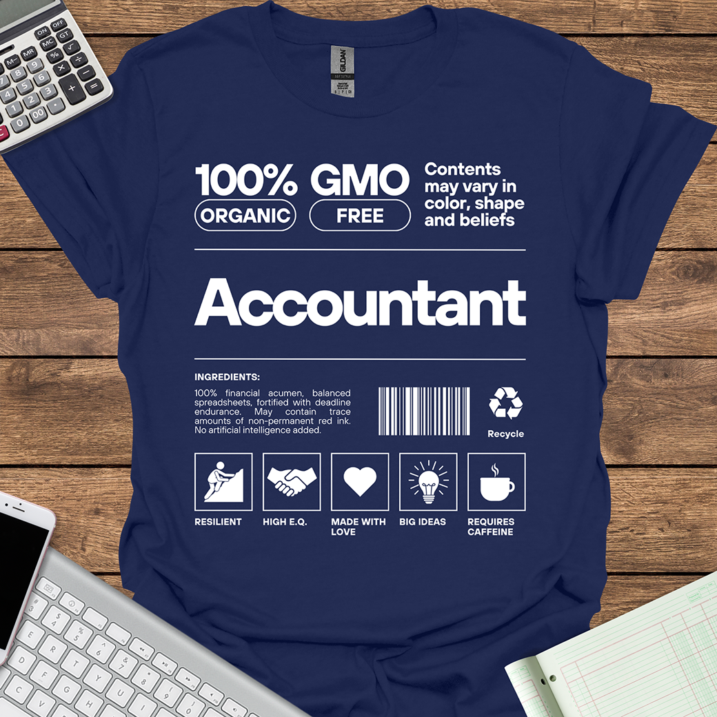 Accountant Organic GMO Free All Natural Ingredients (Dark Fabrics)